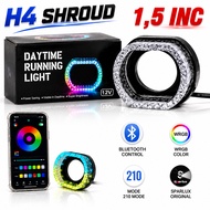 Sparlux Shroud H4 LED RGB App Acrylic 5D Headlight H4 2W DC12V RGB Color Through APP 1 Year Warranty