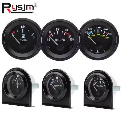 New 52mm Car Truck Gauges Water temprtature/Oil temp/Oil Press psi/Oil press kg/Volt Voltmeter/Fuel 