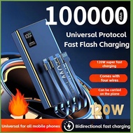 [3C Certified]4 Built-in Cable 120W Power Bank 100000mAh High Capacity Fast Charging Digital Display
