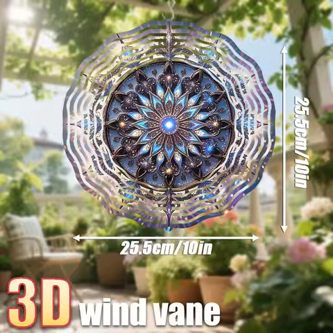3D Holographic Dream Catcher Sun Catcher 10in Double-Sided Spinning Wind Spinner for Garden