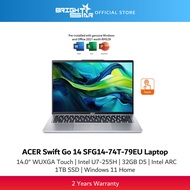 ACER Swift Go 14 SFG14-74T-79EU Laptop - 14" Touch/Intel U7-255H/32GB D5/1TB SSD/Intel ARC/Win11 Hom