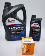 PTT Performa Synthc Plus EVOTEC 10w-40 เบนซิน น้ำมันเครื่องกึ่งสังเคราะห์ ขนาด5 ลิตร(4+1) +ไส้กรองน้ำมันเครื่อง TOYOTA 16วาล์ว AE100,ALTIS,VIOS JOKER