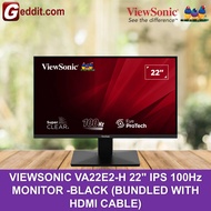 VIEWSONIC VA22E2-H 22" IPS 100Hz MONITOR -BLACK (BUNDLED WITH HDMI CABLE)