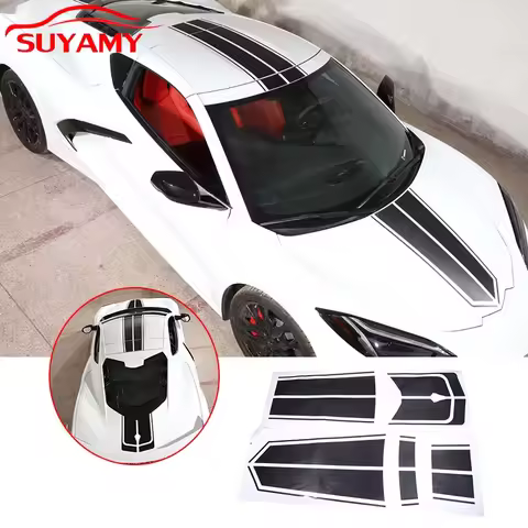 Roof Racing Stripes Overlay Graphic Decal Vinyl Stickers For Corvette C8 Stingray Z51 Z06 2020-2026 