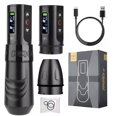 T-Rex wireless tattoo pen machine gun, 2 1800 mAh tattoo batteries, color screen smart display, rota