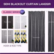 Curtain Hook&amp;Rod Type Modern Langsir Curtain Semi Blackout Ready Stock/ Door Window Curtain/Langsir pintu Langsir C#1