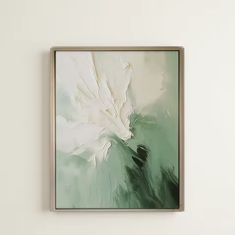 Brand Mhemyo Light Green Textured Painting 3D Textured Green Acrylic Hand Painted Oil Painting Abstr