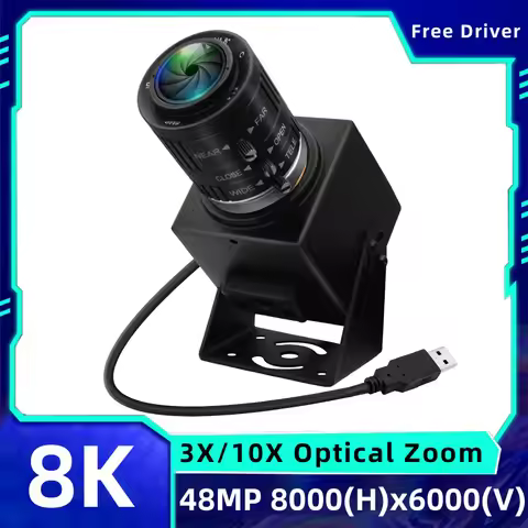 ELP 48MP 8000x6000 8K USB Camera with CS 3X 3.6-10mm/10X 5-50mm Manual CCTV Zoom Lens CMOS IMX586 In