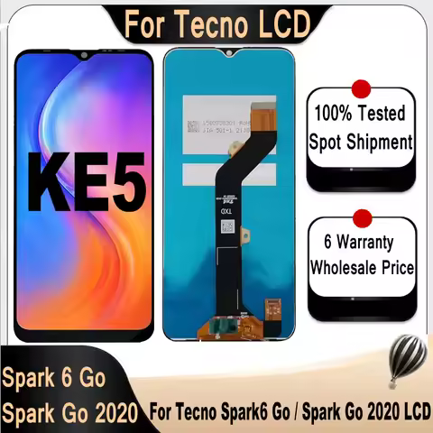 Original For Tecno Spark 6 go / spark go 2020 Display with Touch Screen Digitizer Assembly for Tecno