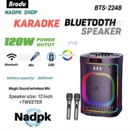 Brodu BTS-2248 Bluetooth Speaker Karaoke Speaker FlashLight HighQuality Subwoofer with 2 Microphones