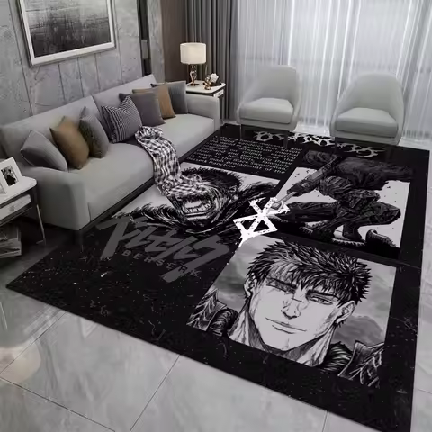 MINISO B-Berserk Guts Anime Carpet Boy's Bedroom Rug Living Room Gaming Floor Mat Nonslip Rug Washab