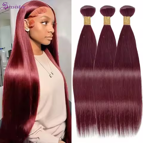 Color Burgundy #99J Bundles Human Hair Straight Bundles Brazilian Virgin Hair Wine Red Straight 3 Bu