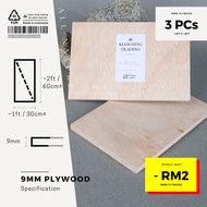 9mm Plywood (1ft x 2ft) DIY board sheet | Timber panel wood | Plain plywood | Papan perabot | Papan 
