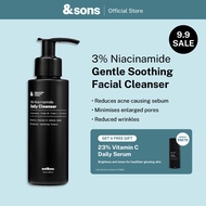 andSons 3% Niacinamide Gentle Facial Cleanser for Men | Soothing Tea Tree Leaf Formula for Acne & Oi