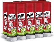Pritt Glue Stick Pack of 10 - Water Soluble at Low Temperature, Removable, for Children - Large (43g