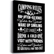 Camping Rules Wall Art Prints Artwork Decor For Camper Themed Canvas Wall Art Prints Rv Outdoor Livi