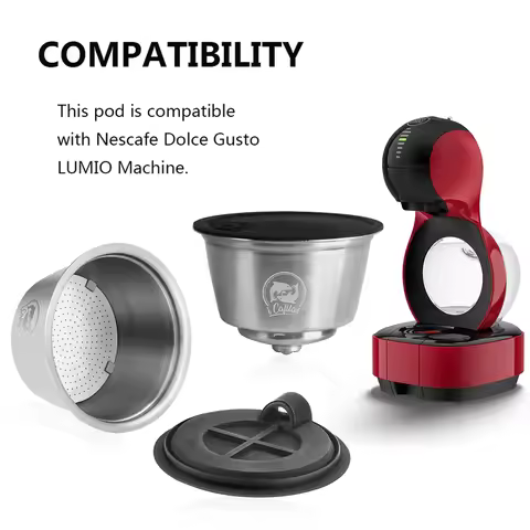 Reusable Coffee Capsule Cup Comaptible For Nescafe Dolce Gusto Lumio Refillable Filter Stainless Ste
