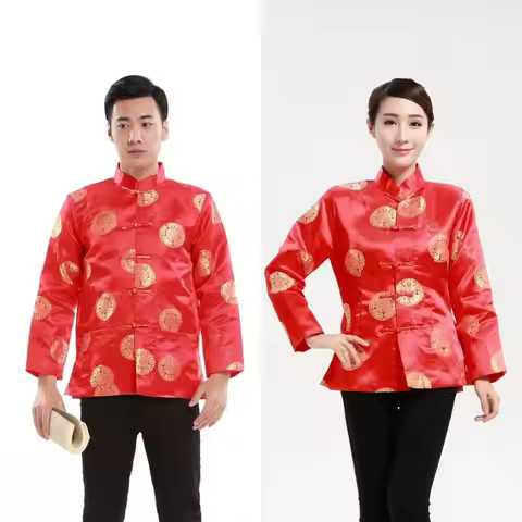 traditional chinese new year women men clothes Dragon Phoenix tang suit cheongsam top qipao for wome