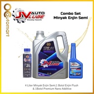 [Bundle Deal] JV Auto Lube Set 10W-40 Semi (4 Liter) + Engine Flush (1 Bottle) + Premium Nano Additi
