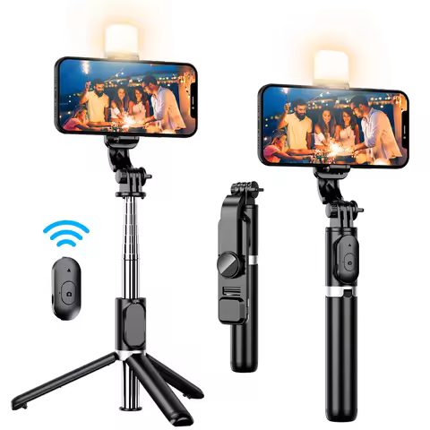 Q02s 1045mm Fill Light Bluetooth Tripod Selfie Stick Foldable Portable Stand Tripe Stabilizer for Hu