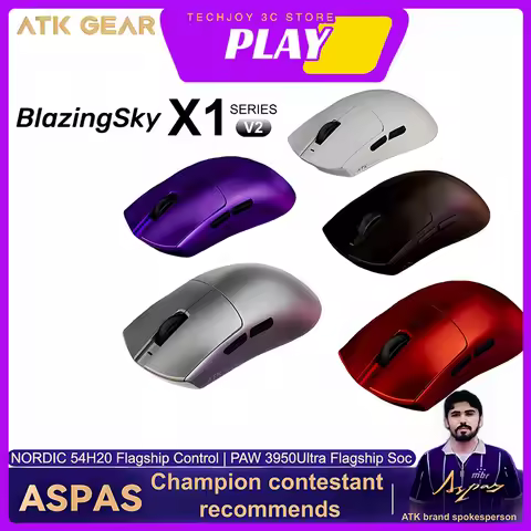 Atk X1 V2 Ultimate2.0 Mouse Wireless Paw3950utrla 54g 0.163ms 650ips Low Latency Gamer Lightweight 7