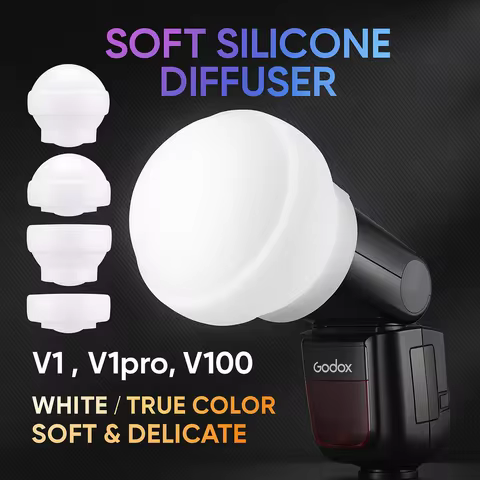 Silicone Dome Diffuser for Godox V1/V1Pro/V100/AD100Pro/H200R | Soft Spherical Flash Light Modifier 