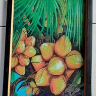 lukisan cetak buah kelapa gading plus Bingkai uk 65*45