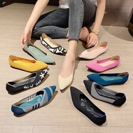 Large Size 34-43 Korean Pointed Women's Flats Comfortable Ladies Flying Woven Princess Single Shoes