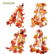 DOREEN Red Autumn Maple Leaves, Realistic Silk Maple Leaves Artificial Maple Garland, Hanging Vine C
