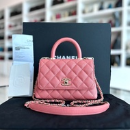 *Microchip, Full Set, Receipt* Chanel Mini Caviar Coco Handle Quilted Light Pink GHW