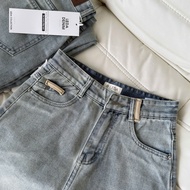 [Length 88-93cm]LEDA Women's Straight Jeans with Colored Belt Wide Straight Leg Jeans with Leech Bel
