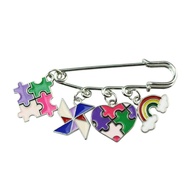 Miniso | Autistic Disorder Awareness Brooch Autism Rainbow Puzzle Enamel Pin Badge Lapel Jacket Back