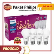 PUTIH Philips LED LAMP PACKAGE BUY 3 GET 1 FREE White 6W 6W 6Watt 6 watt 6Watt 6 watt Packaging Pack
