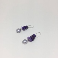 紫龍晶疊石珍珠 耳環