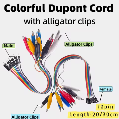 1/5PCS Colored DuPont Wire With Crocodile Clip DuPont Male/Female Head Crocodile Clip Wire Test Wire