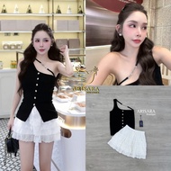 ARS103 ARISARA BRAND 2-Piece Set Diamond Accessories Shirt Matching Lace Skirt With Ruffles [2PM]