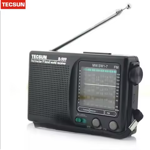 TECSUN R-909 AM/FM/SW Radio 1-7 9 Bands World Band Receiver Portable Radio FM: 87.0-108MHz/ŸMW: 525-