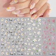 【New】 Nail Art Sticker Daisy Micro-carved Small Daisy Flower Pink Butterfly Sunflower Adhesive Nail 
