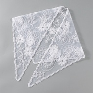 Women Lace Embroidery Triangle Scarf Solid Veils Head Wraps Prayer Shawl for Mass Wedding Bridesmaid
