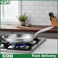 FKJ Frying Pan 410 Stainless Steel Frying Pan Uncoated Fry Pan For Daily Cooking