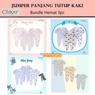 [TOMS] CHIYO BABY (3pcs) Long Jumper with Leg Cover, Latest Pattern, Soft Cotton BABY Frog Pajamas