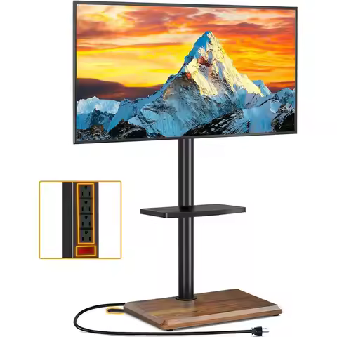 loor TV Stand with Power Outlet, TV Mount Stand or 32-60 inch TVs up to 88 lbs, Swivel TV Stand Moun