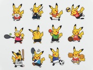 購自日本Pokemon Center - 比卡超貼紙 共12款 包括乒乓，足球，籃球，羽毛球等 (多買多優惠)