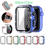 Tempered Glass + Diamond Case For iWatch Series 6 SE Diamond for Apple Watch 5 Case Screen Protector for Apple Watch 6 Cover