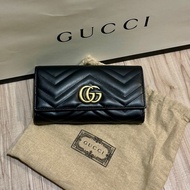 Gucci Marmont 馬夢長夾 黑金