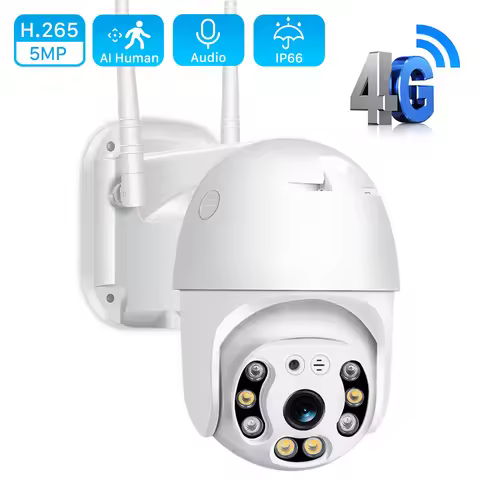 4G SIM Card Camera 3MP PTZ 5X Digital Zoom Wireless IP Camera 1080P 2MP Ai Human Detection Security 