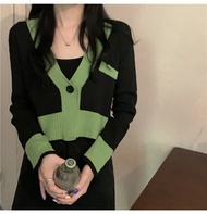 Áo Khoác Len Cardigan Croptop Ullzang 1 Cúc Cài