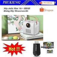 [ Genuine ] Combo Mini Projector supporting WiFi Running Android S6 + Mirascreen K6 Premium Wireless