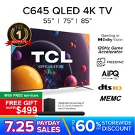 New | TCL C645 QLED 4K Google TV 55 75 85 inch | Wide Color Gamut | Dolby Vision Dolby Atmos | 120 Hz DLG  | HDMI 2.1 | Google Duo
