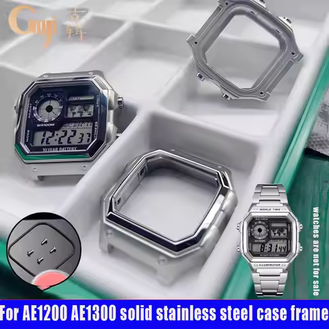 AE1200 MOD case for Casio 3299 AE-1200 case women's men's stainless steel bezel silver metal case AE